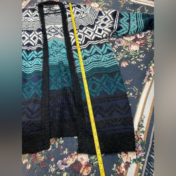 Lane Bryant Knit Open front Sweater Cardigan Blue black Aztec Boho Plus 22/ 24 - Picture 5 of 10